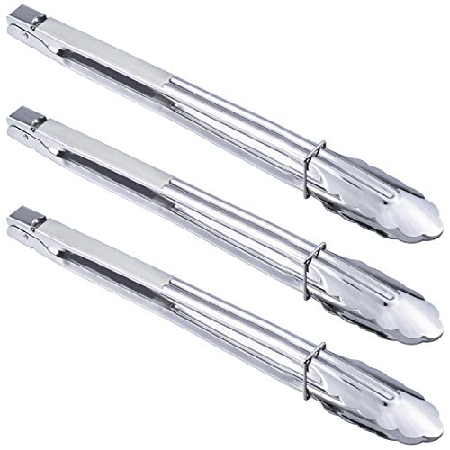 Extra Long Stainless Steel Cooking Grilling Tongs (3 Count)