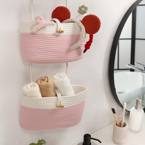 Over The Door Hanging Baskets with Button Strap (33.12 Ounce)