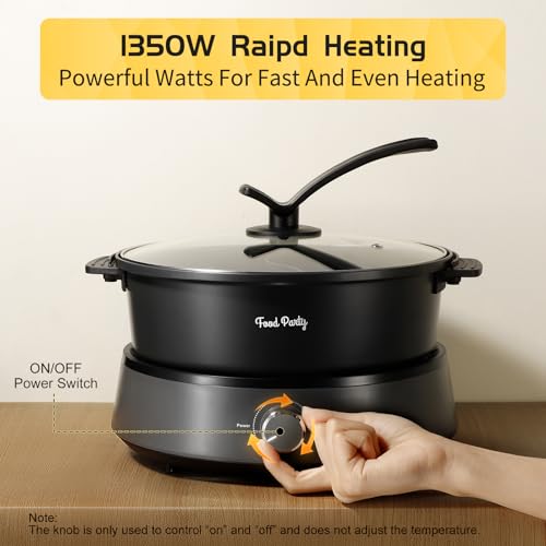 Hot Pot Electric Upgraded Separable Shabu Shabu Pot with Divider Hotpot Pot Electric Cooker Dual Sided 110V 1350W Non