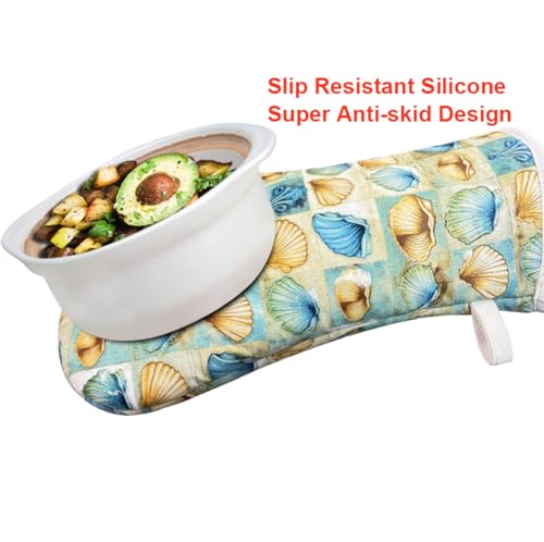 Oven Mitts Gloves 1 Pair Heat Resistant 480 ℉ Non Slip Clear Silicone Printed Shell Comfortable Cotton Lining Kitchen Men Cooking Barbecue Machine Washable (32 Ounce)