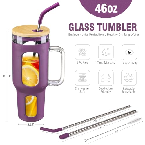 Glass Tumbler with Lid and Straw
