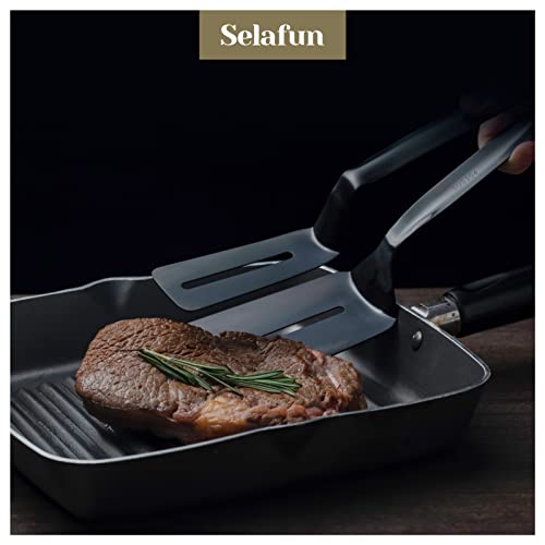 Kitchen Tongs Steak Clamp Bread Tongs 10 inch Double Spatula Tongs Clip Pizza Clamp Stainless Slotted Multi