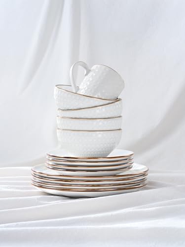 Eden Ceramic Plates and Bowls Sets (24 Count)