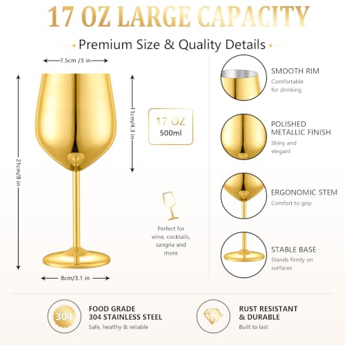 Unbreakable Stainless Steel Wine Glasses Set of 2 (2 Count)