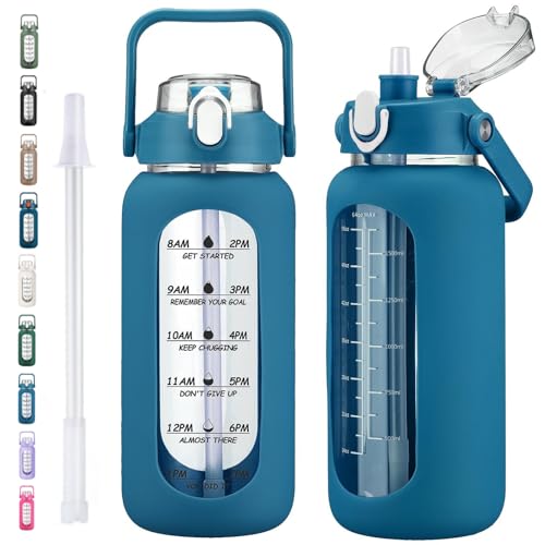 64oz Glass Water Bottles with Straw