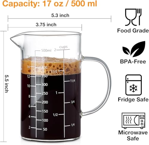 500ML 2 CUP Glass Measuring Cup With Handle