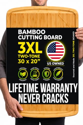 ENORMOUS 30 x 20 Organic Extra Large Cutting Board with Lifetime Replacements