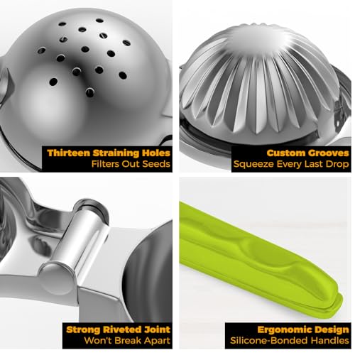 Lemon Squeezer 304 Stainless Steel Large Metal Manual Citrus Juicer