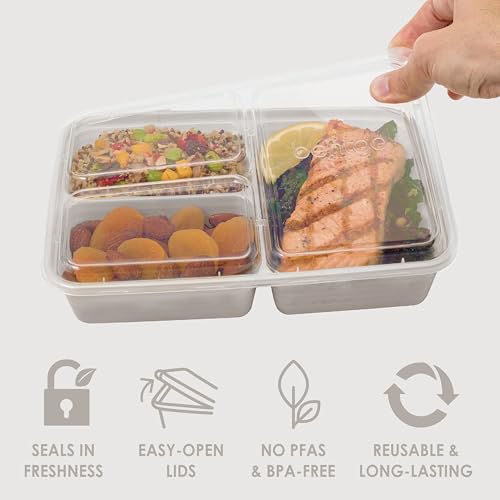 Prep 3 Compartment Meal Prep Containers with Lids (20 Count)