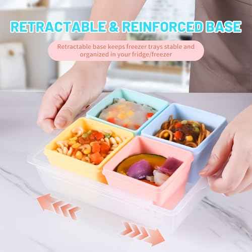 1 Cup Silicone Freezer Molds with Lids & Base for Soup (8 Count)
