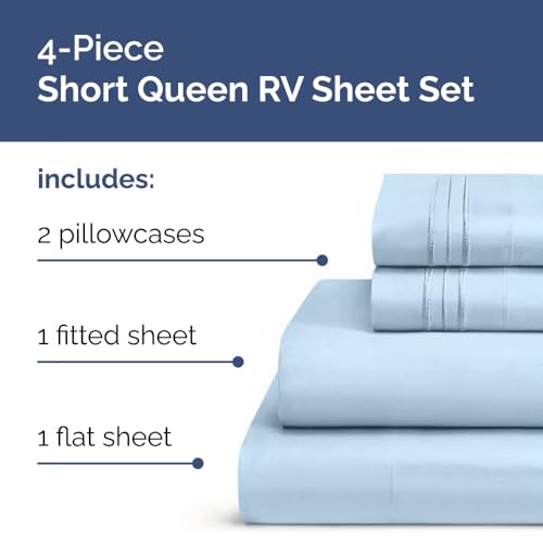 Short Queen Size 4 Piece Bed Sheet Set