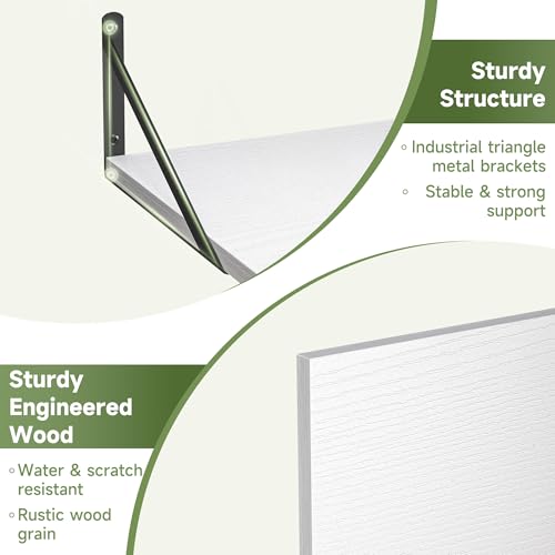 16W x 12D Deep Floating Shelves Set of 4 White (4 Count)