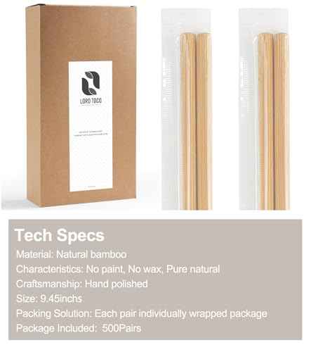 500Pairs Bamboo Chopsticks Disposable (500 Count)