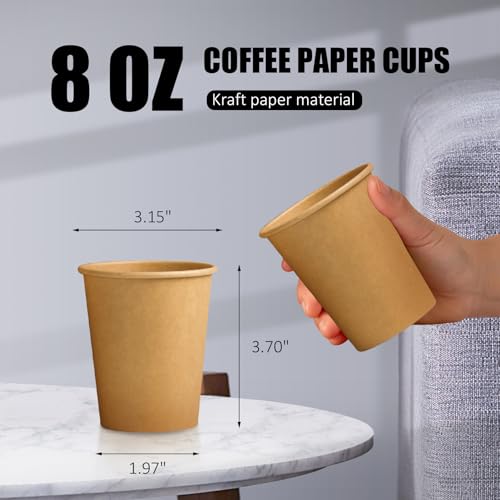 1000 Pack 8 oz Paper Cups Brown Kraft Disposable Paper Coffee Cups (1000 Count)