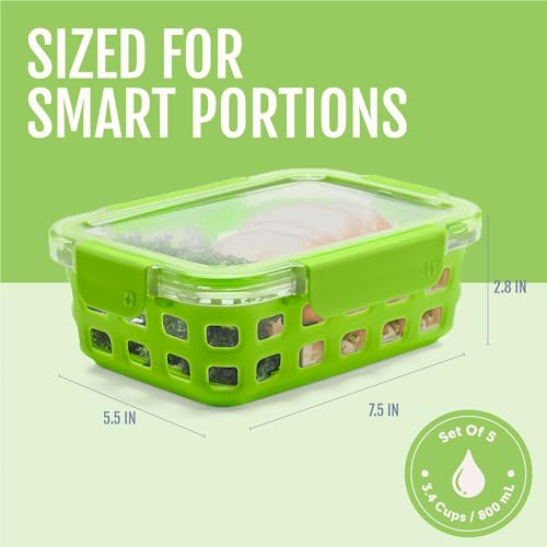 Duraglass 3.4 Cup Glass Meal Prep Containers (5 Count)