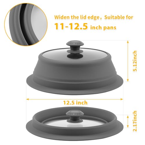 Collapsible Microwave Splatter Lid with Vented Tempered Glass Cover Wok Lid for Microwave Safe
