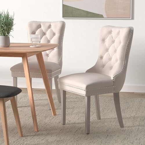 Beige Velvet Dining Chairs Set of 4 (4 Count)