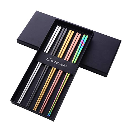 5 pair Colorful Stainless Steel Chopsticks