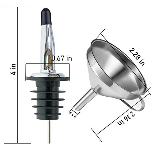 Olive Oil Pour Spout Stainless Steel Bottle Spout for Pours Liquor Vinegar Syrup or Oils with Stainless Steel Funnels
