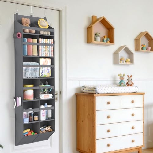 1 Pack Over the Door Organizer 12 Section Hanging Storage Dark Gray
