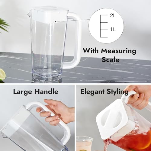 2 Pack Plastic Pitcher with Lid (2 Count)