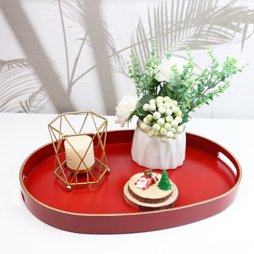 Red Plastic Serving Tray for Ottoman