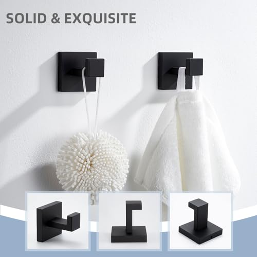 Matte Black Towel Hooks for Bathroom (2 Count)