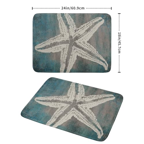 Vintage Starfish Dish Drying Mat Coastal Beachy Nautical Drainer Rack Mat 18"x24" Absorbent Washable Dish Dry Pad for Kitchen Counter Sink
