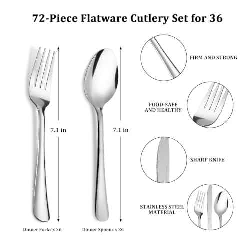 Forks and Spoons Silverware Set (72 Count)