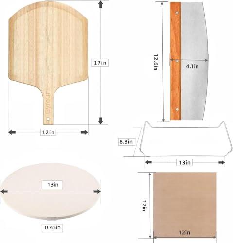 13 Pizza Stone for Oven and Grill with Pizza Peel (5 Count)