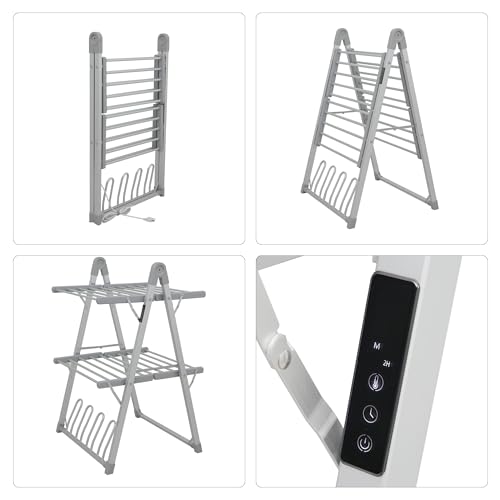 Heated Clothes Drying Rack Foldable Timer Shoes Socks