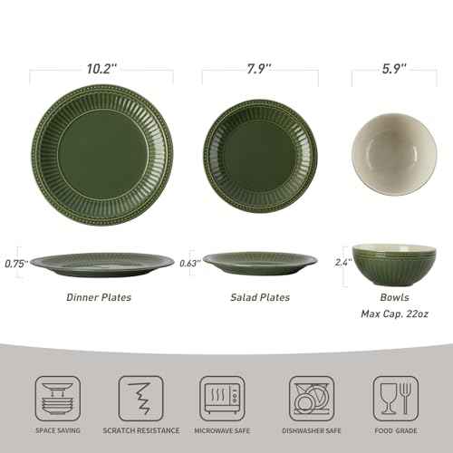 Ceramic Plates and Bowls Sets (18 Count)