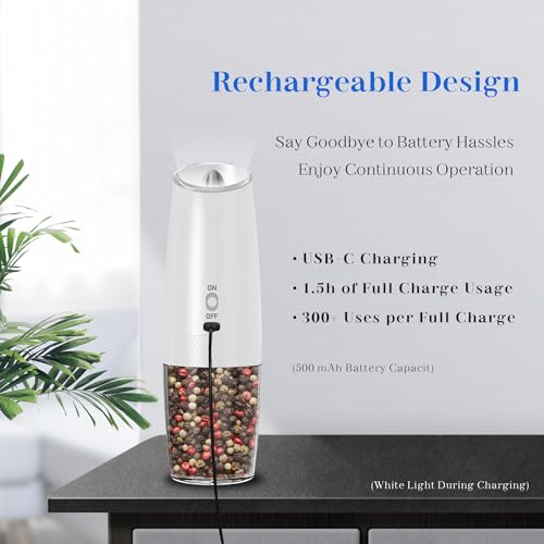 Rechargeable Salt Pepper Grinder Set (2 Count)