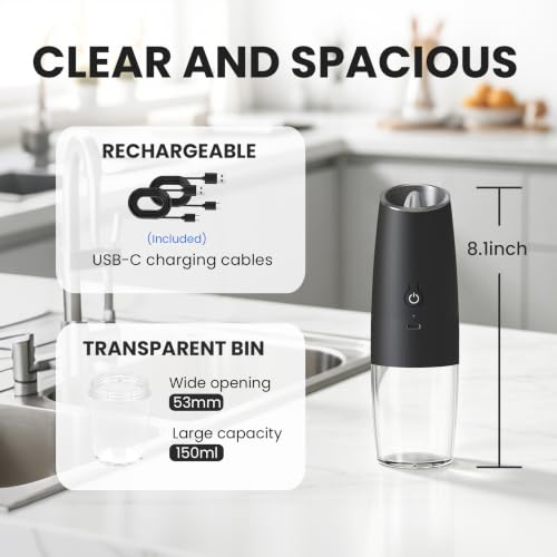Rechargeable Electric Salt And Pepper Grinder Set (2 Count)