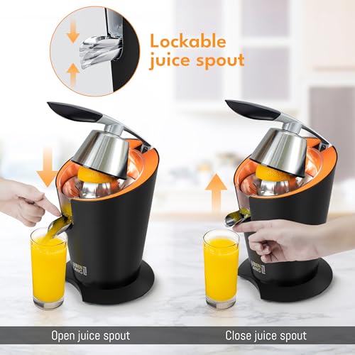 Stainless Steel Electric Orange Juicer 200W I Incl. Stainless Steel Cone & BPA