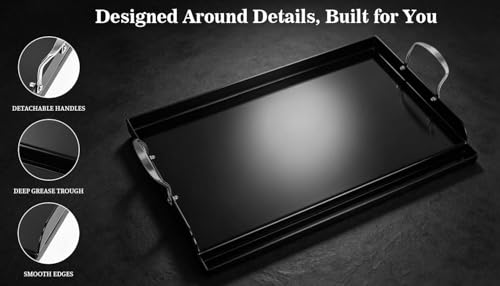 Updated 25" x 16" Cast Iron Griddle for Gas Grill
