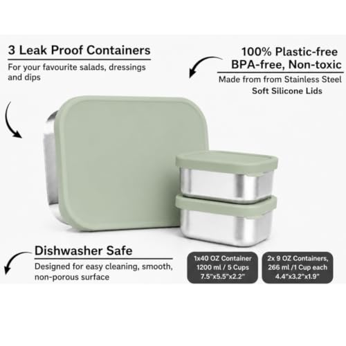 Flexibento Leak Proof 40 OZ Stainless Steel Lunch Box