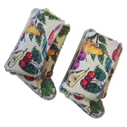 Oven Mitts with Transparent Clear Silicone Shell and Nice Friut Flower Printing (2 Count)