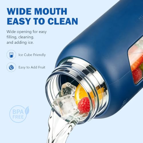 32 oz Glass Water Bottle with Straw and 2 Lids