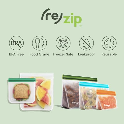 re) zip Reusable Half Gallon Freezer Food Storage Bags, Leakproof, 4-Pack (4 Count)