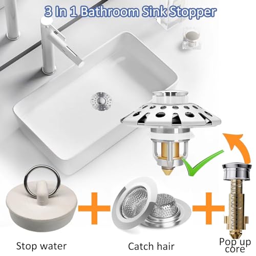 Bathroom Sink Stopper with Hair Catcher
