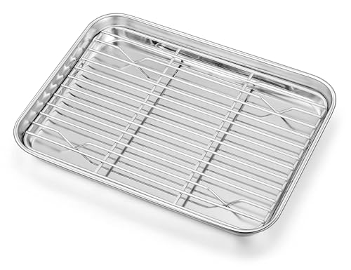 9x7 Inches Mini Stainless Steel Baking Sheet with Wire Cooling Rack