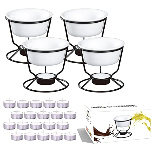 4Pcs Fondue Pot Set for Chocolate Butter Cheese