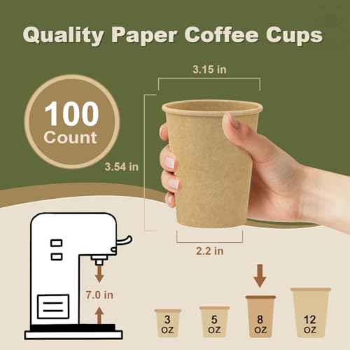 8 oz 100 Pack Disposable Coffee Cups (100 Count)