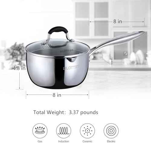 3.5 Quart Stainless Steel Saucepan with Pour Spout