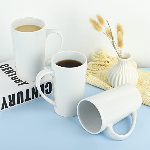 22oz white Super Large tall Ceramic Coffee Mugs Large Handles Set of 4 (4 Count)