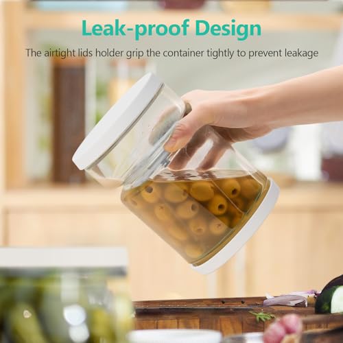 Glass Pickle Container with Strainer