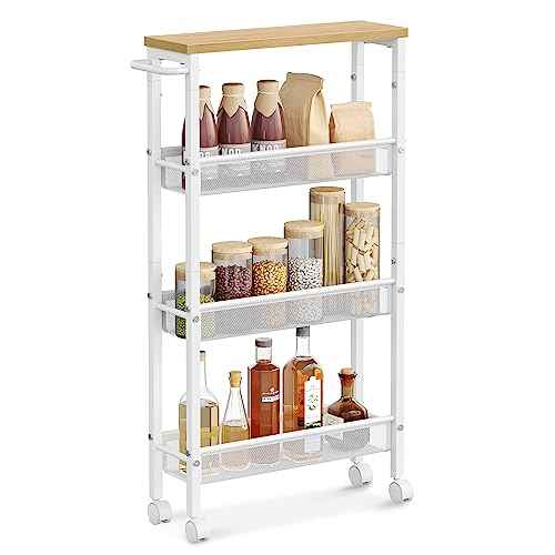 4 Tier Slim Rolling Storage cart with Wheels