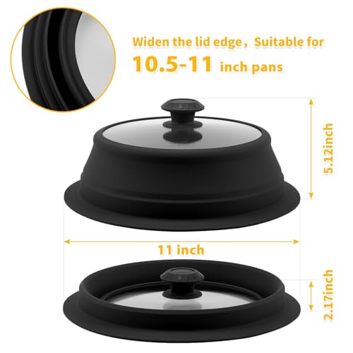 Collapsible Microwave Splatter Lid with Vented Tempered Glass Cover Wok Lid for Microwave Safe