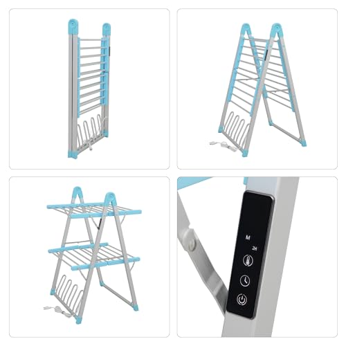 Heated Clothes Drying Rack Foldable Timer Shoes Socks